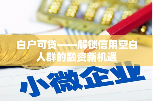 获嘉白户可贷——解锁信用空白人群的融资新机遇